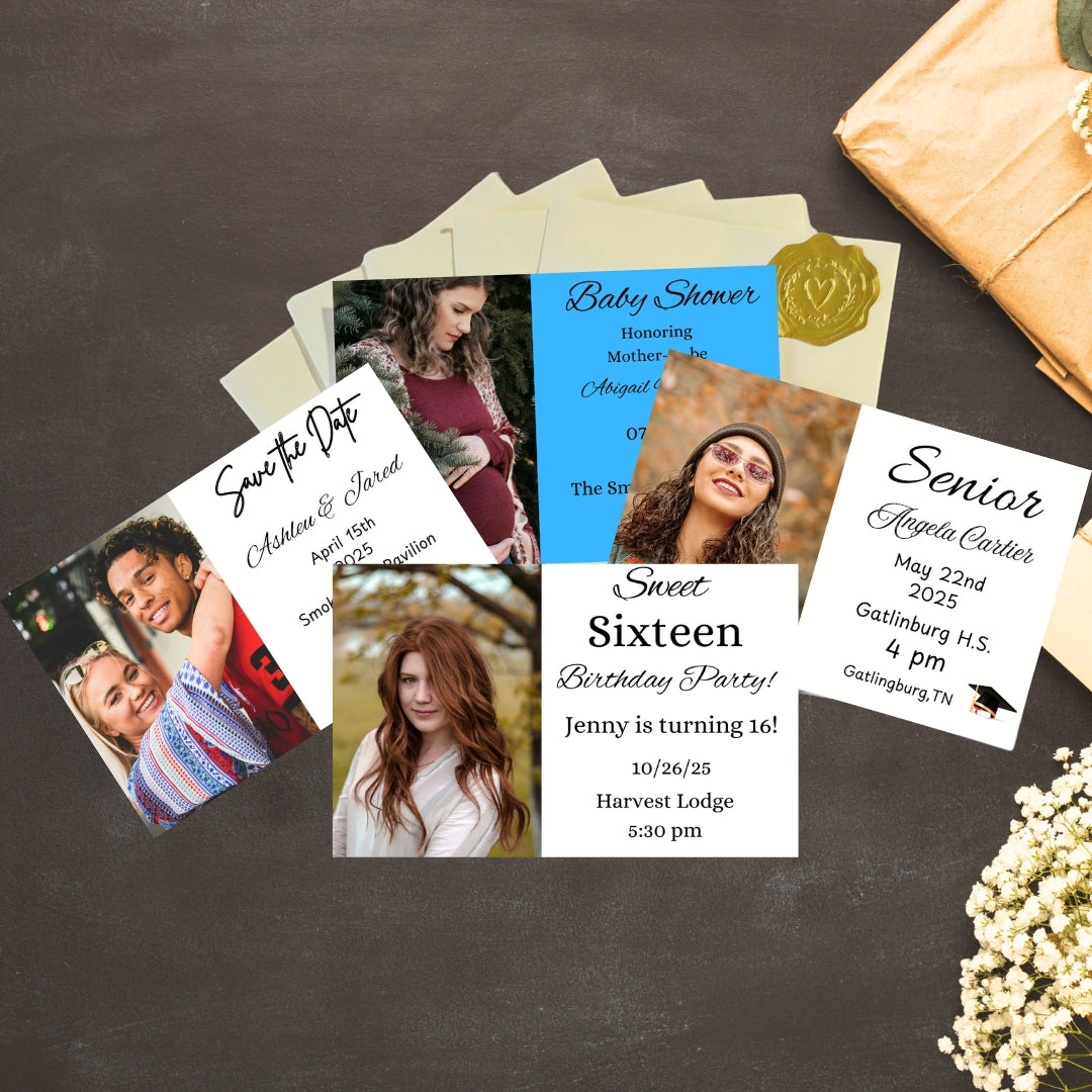 "Magnetic, custom invitations for weddings, birthday parties, graduations, and baby showers, featuring unique designs to make your special events unforgettable.